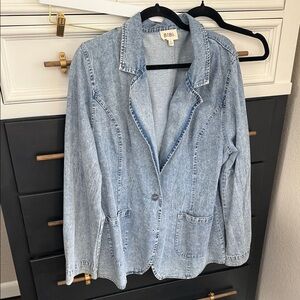 BiBi Faded Light Blue Denim Blazer Jacket